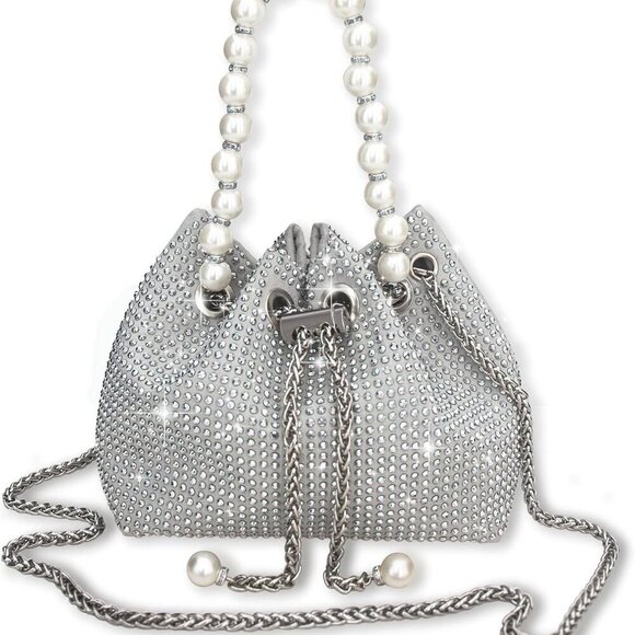 Silver Rhinestone Clutch Purse - Sparkly Silver Crystal Purse - Rhinestone Clutc - Picture 9 of 9